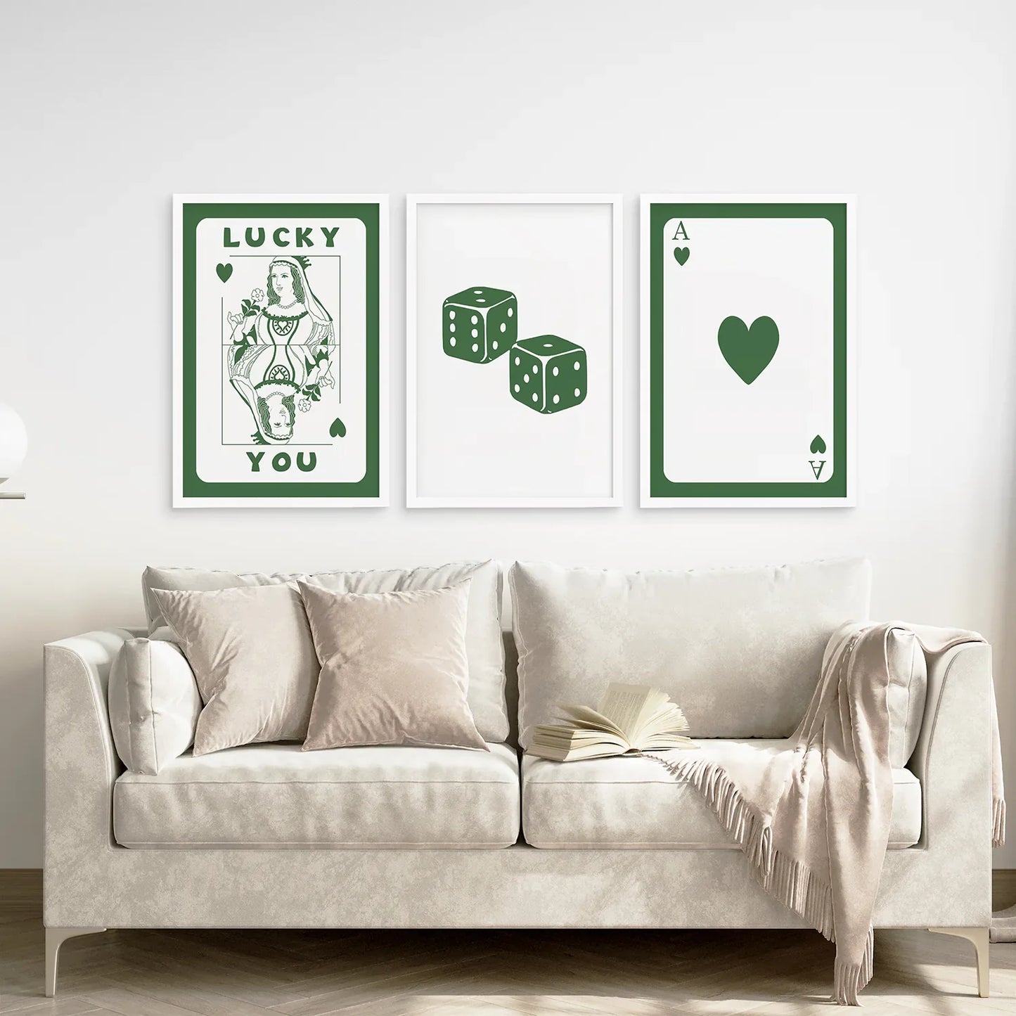 Vintage Poker Card Wall Art Set of 3, Retro Prints