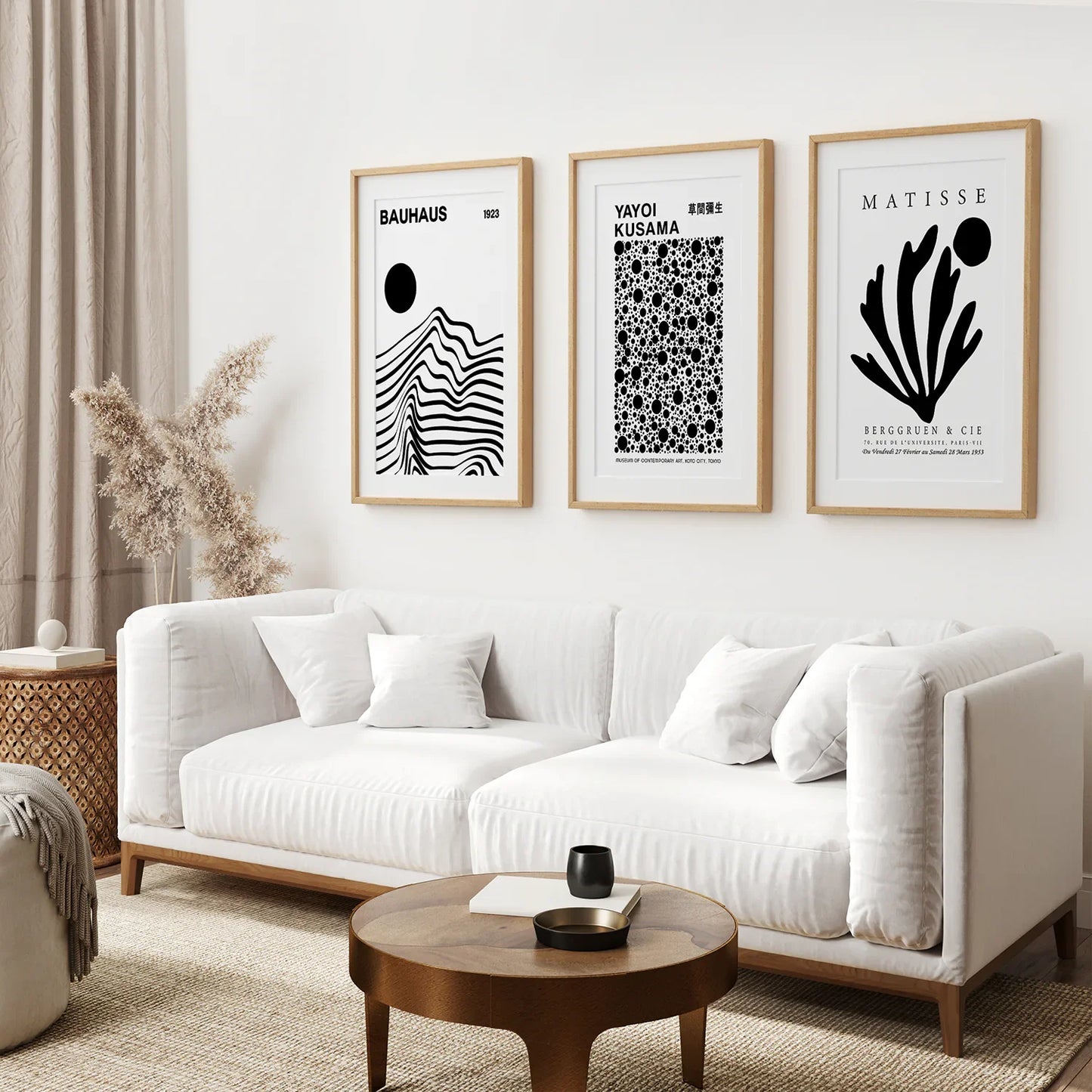 Black and White Minimalist Wall Art Set of 3 Prints