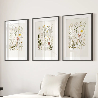 Wildflower Nature Prints Modern Wall Art Set