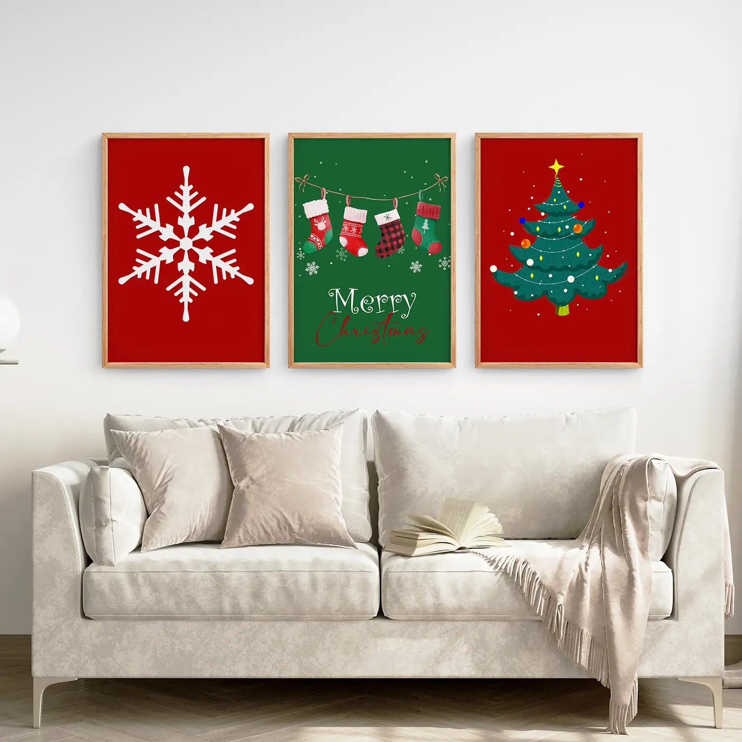 Modern Christmas Nursery Wall Art Set of 3 Prints