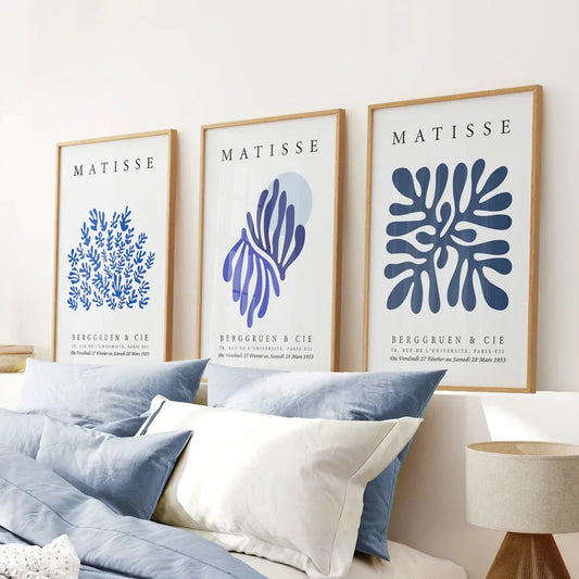 Navy blue modern abstract cutout wall art set of 3