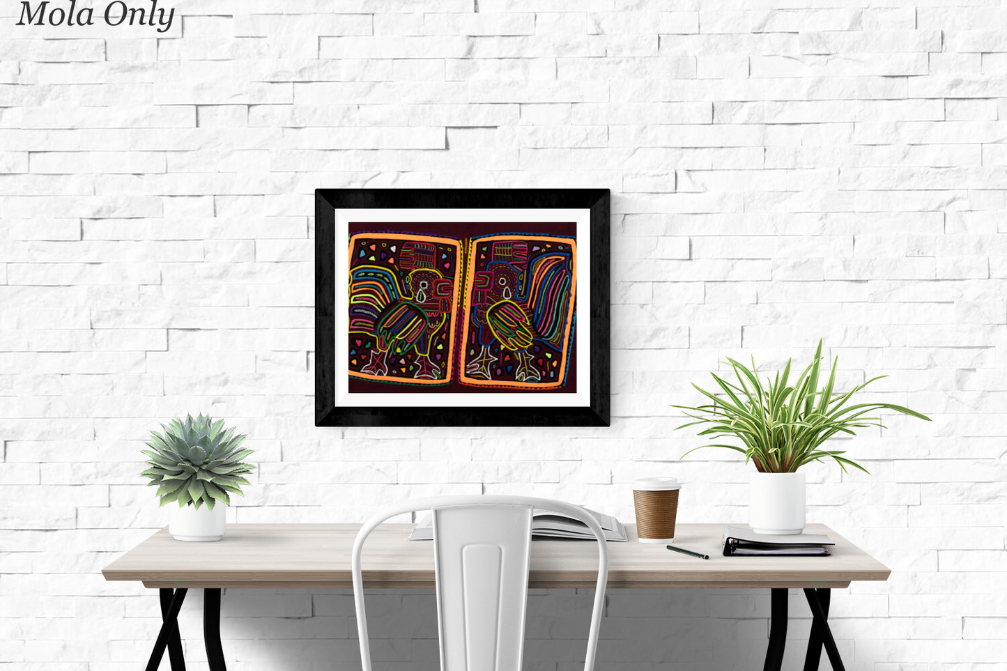 Rooster Mola Tapestry Folk Art Wall Hanging