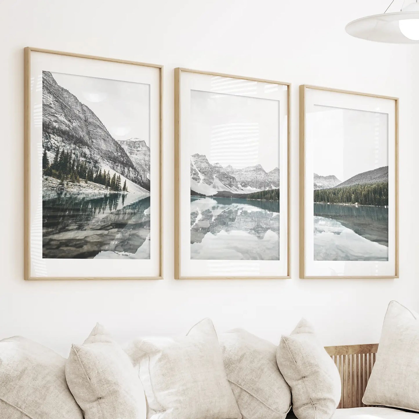 Moraine Lake Wall Art, Nordic Mountain 3 Piece Set