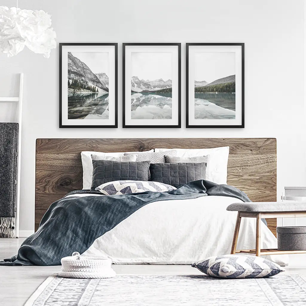 Moraine Lake Wall Art, Nordic Mountain 3 Piece Set