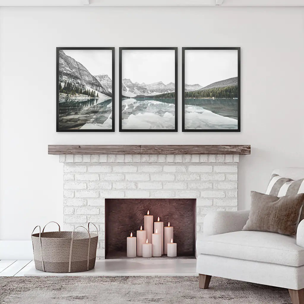 Moraine Lake Wall Art, Nordic Mountain 3 Piece Set