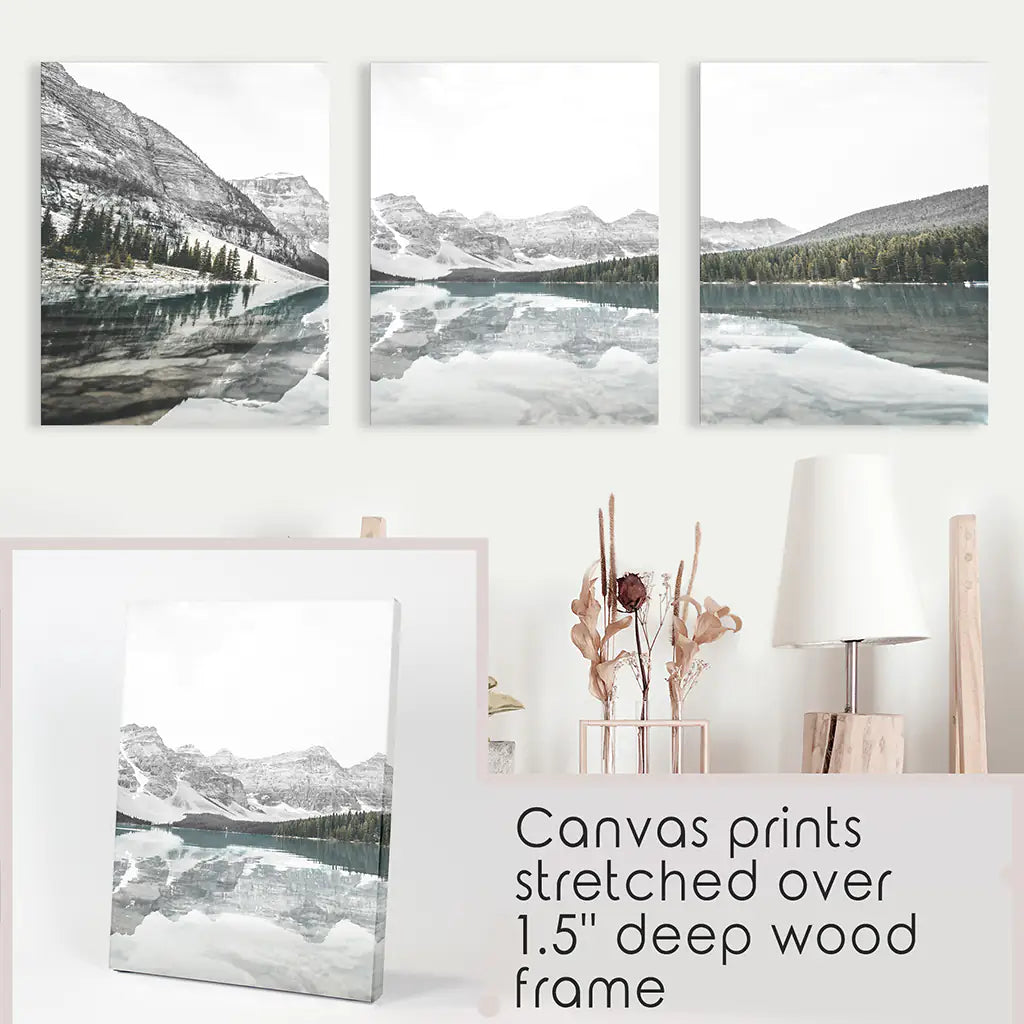 Moraine Lake Wall Art, Nordic Mountain 3 Piece Set