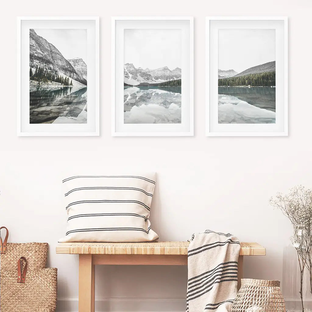 Moraine Lake Wall Art, Nordic Mountain 3 Piece Set