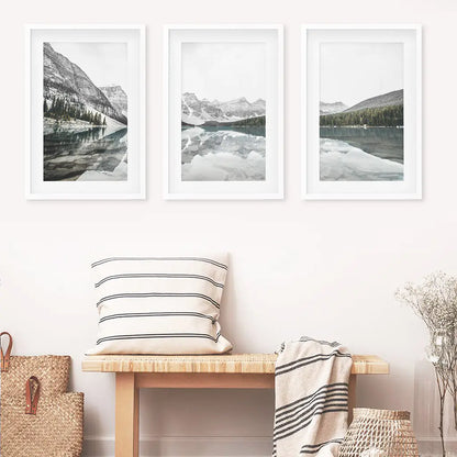 Moraine Lake Wall Art, Nordic Mountain 3 Piece Set