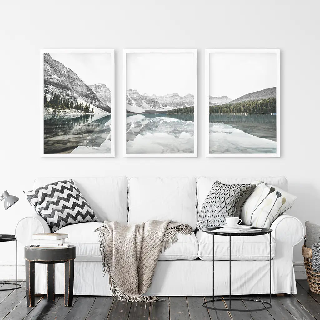 Moraine Lake Wall Art, Nordic Mountain 3 Piece Set