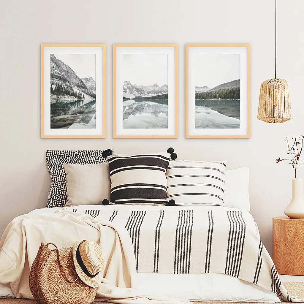 Moraine Lake Wall Art, Nordic Mountain 3 Piece Set