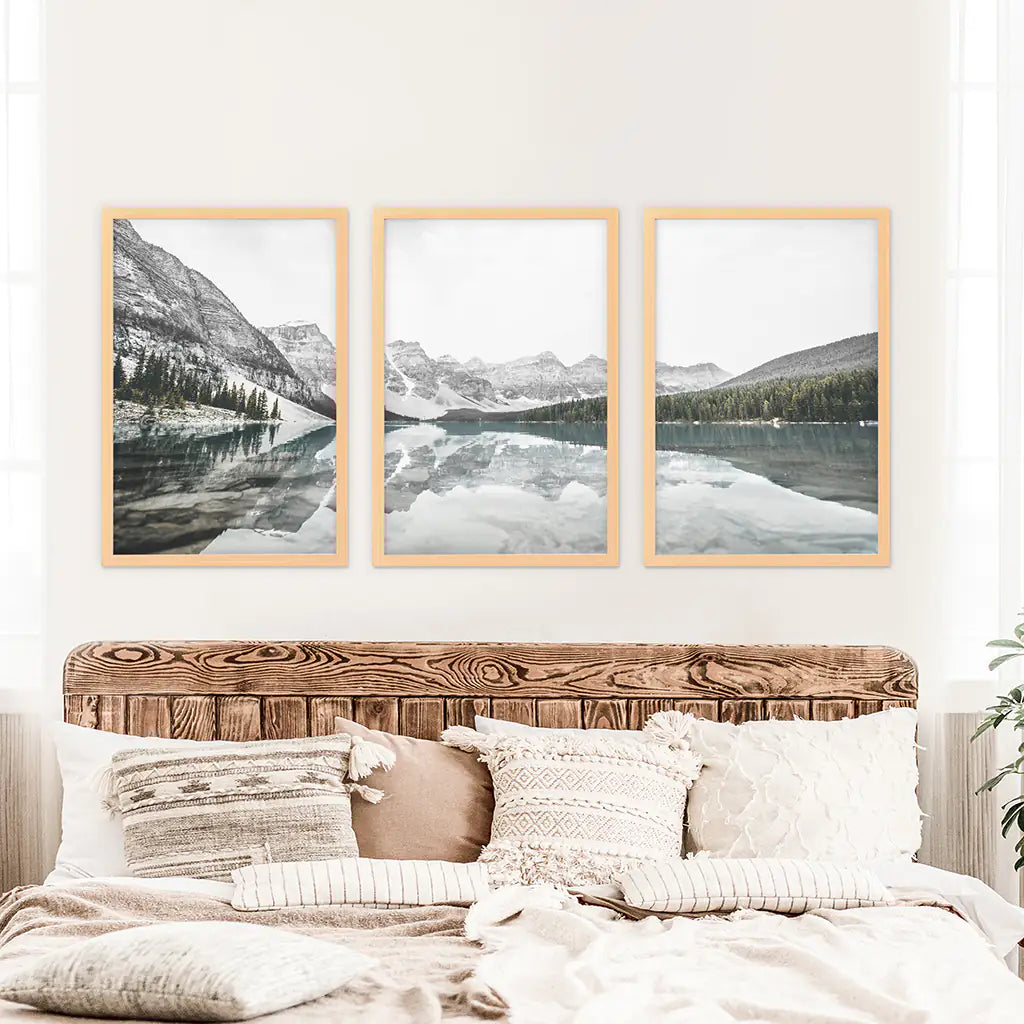 Moraine Lake Wall Art, Nordic Mountain 3 Piece Set
