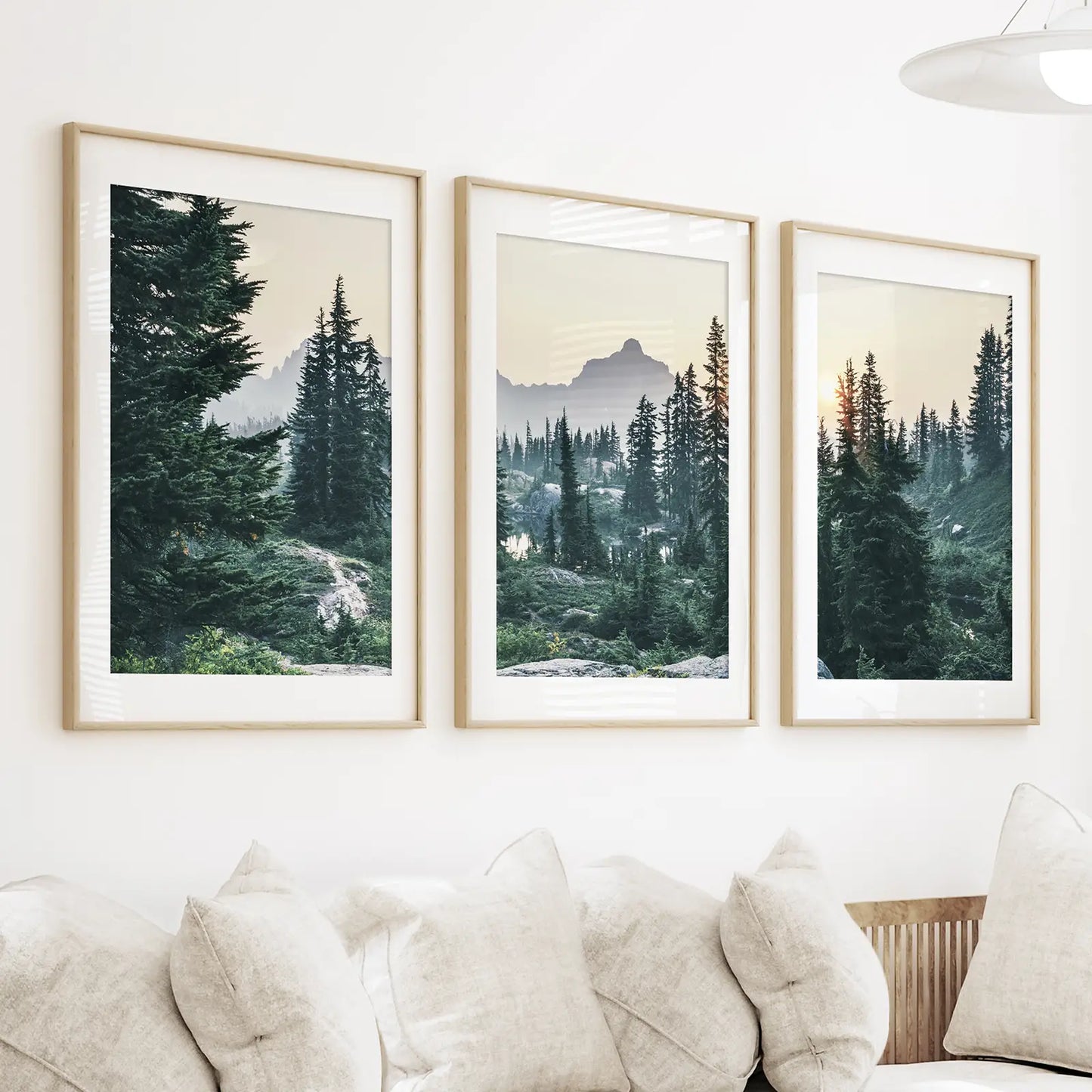 Mountain Forest Wilderness Wall Art, USA 3 Piece Set