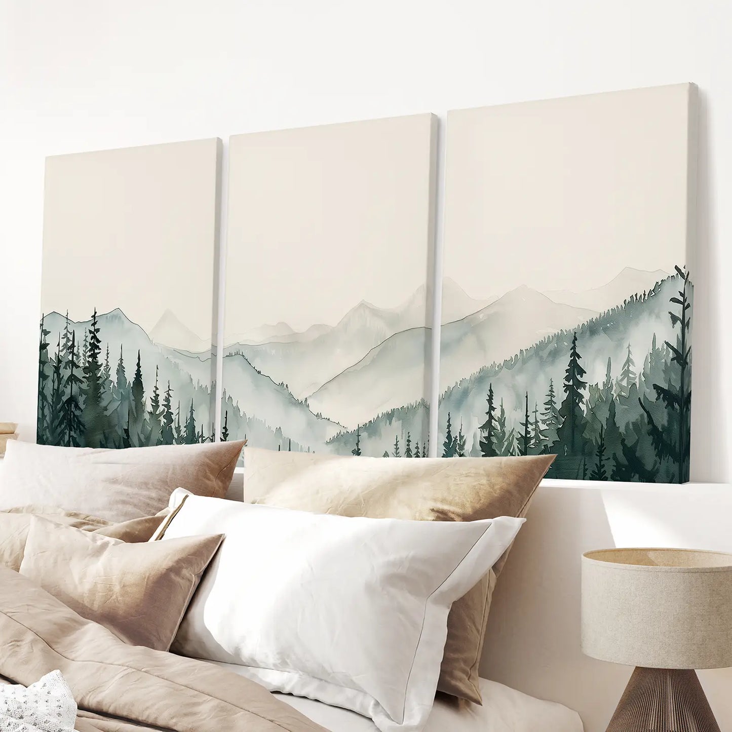 Mountain Forest Watercolor Wall Art Set of 3