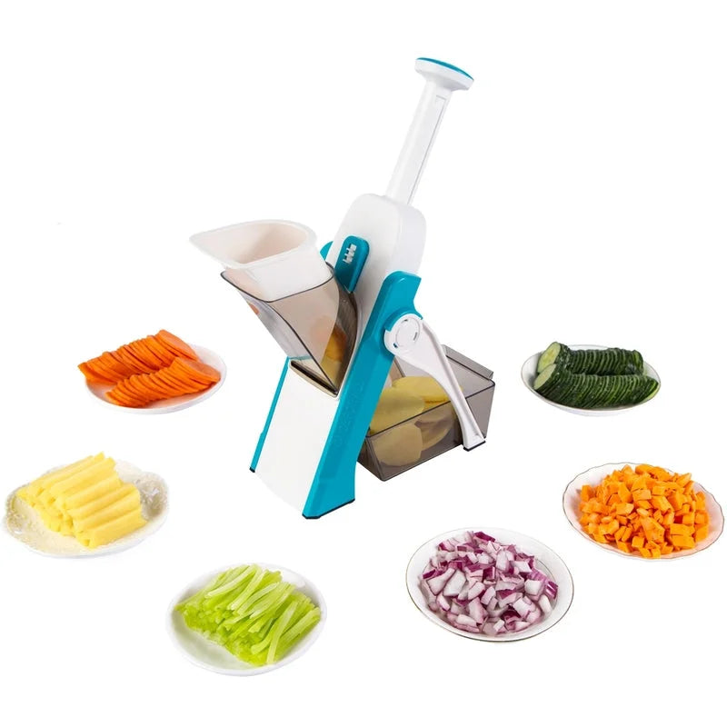 Multifunctional lemon slicer third generation blue with mixed vegetable slicing results