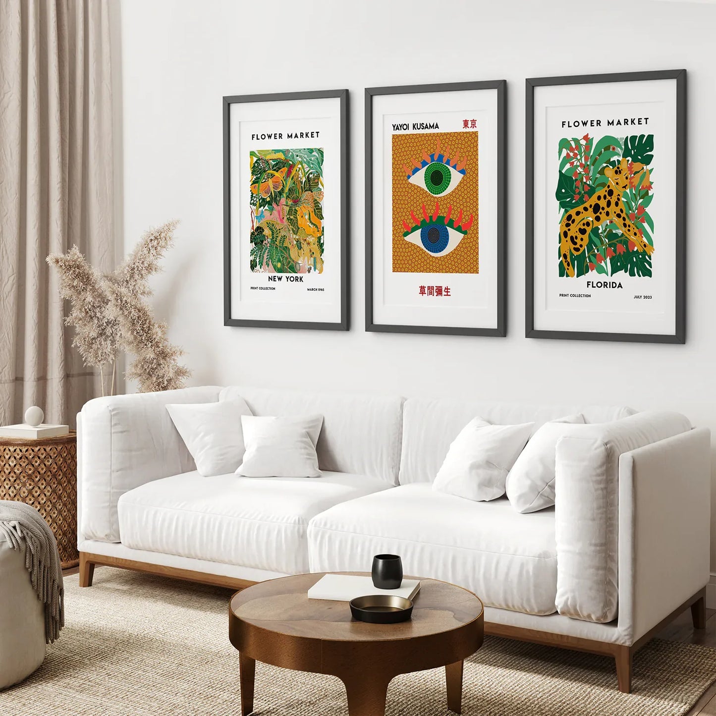 Modern Abstract Flower Marker Wall Art Set of 3