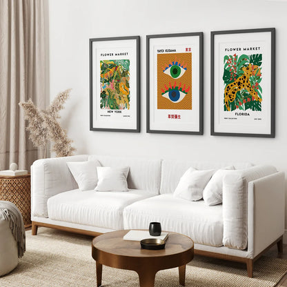 Modern Abstract Flower Marker Wall Art Set of 3