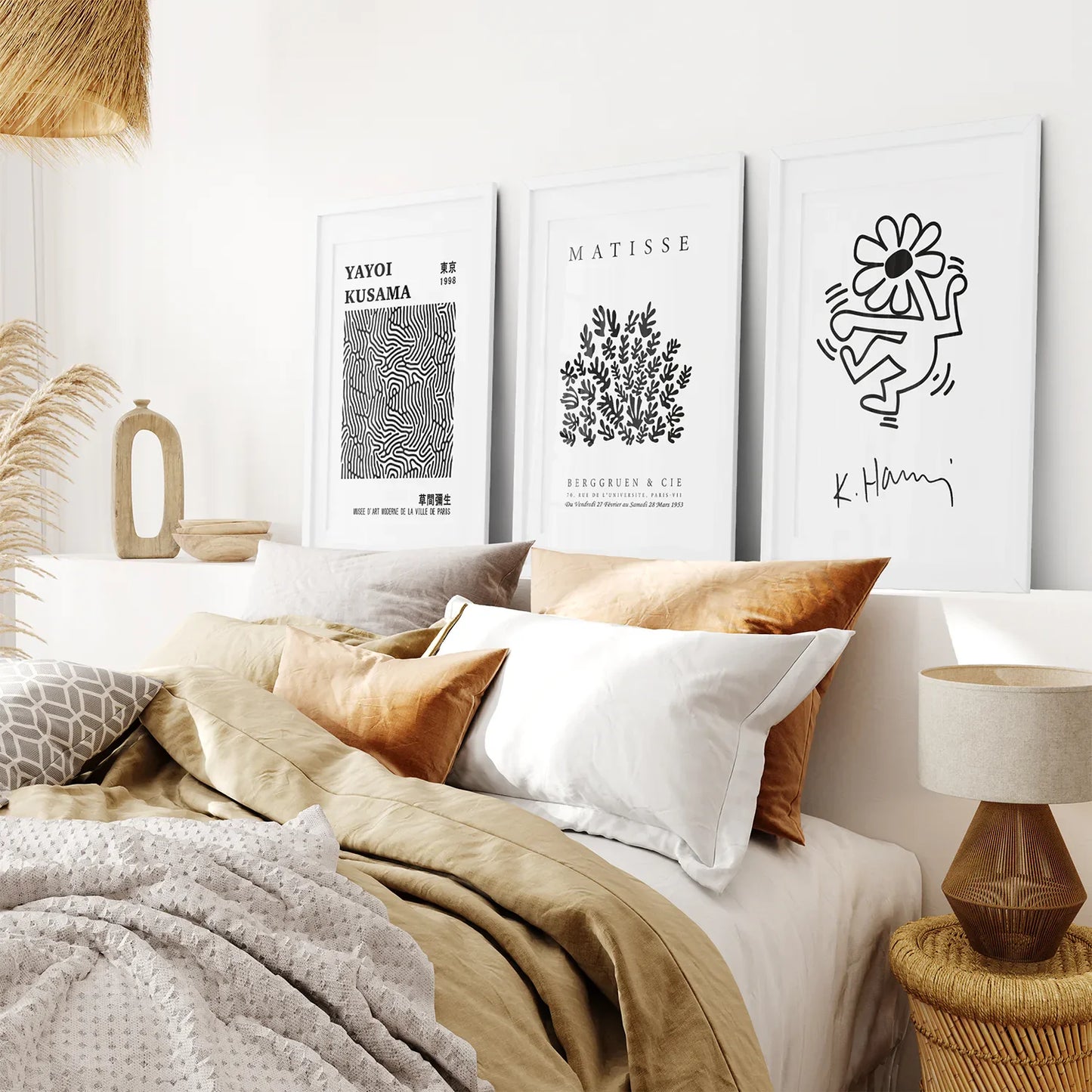 Black and White Abstract Figure Wall Art Set of 3