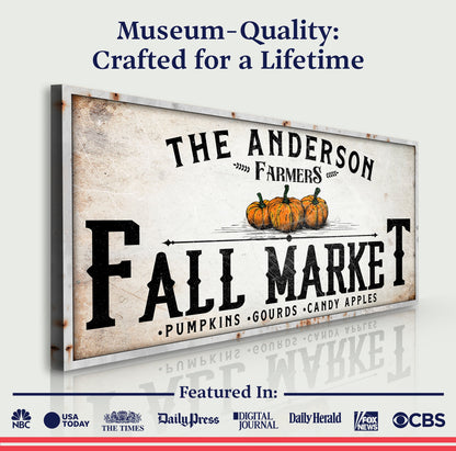 Farmers Fall Market Canvas Wall Art Sign