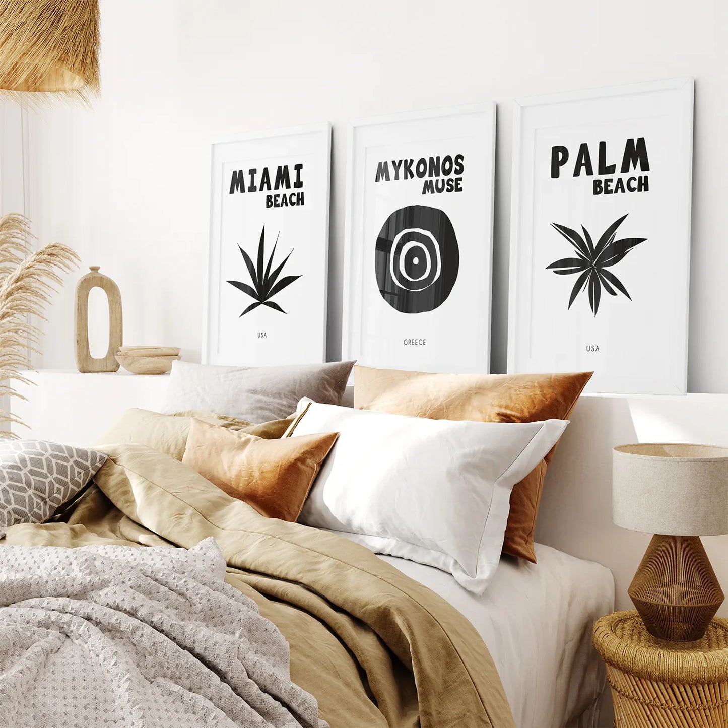 Black and White Travel Wall Art Set of 3 Prints