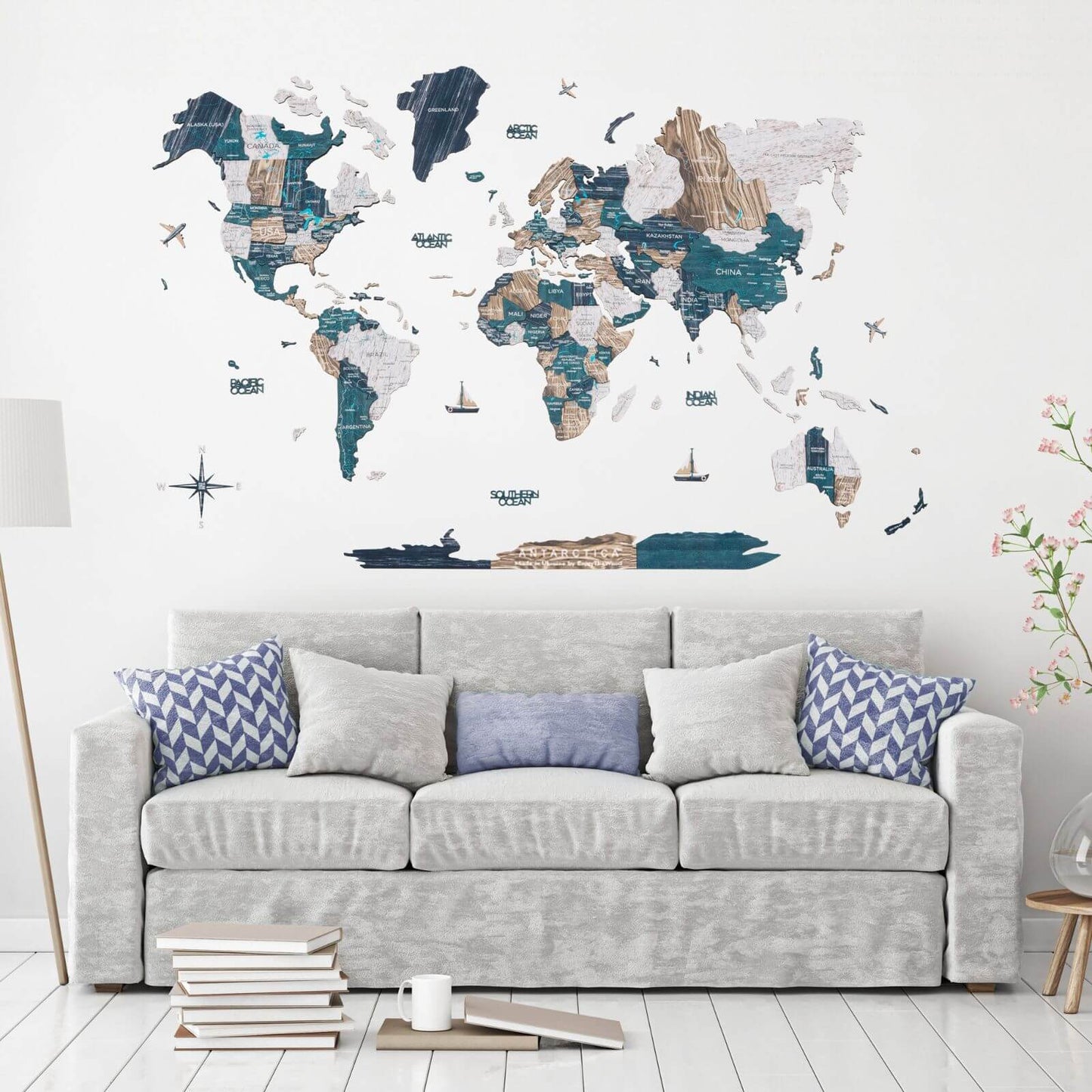 3D Wooden Luminous World Map Wall Art - Mystery