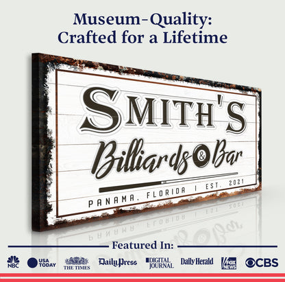 Billiards And Bar Canvas Sign III