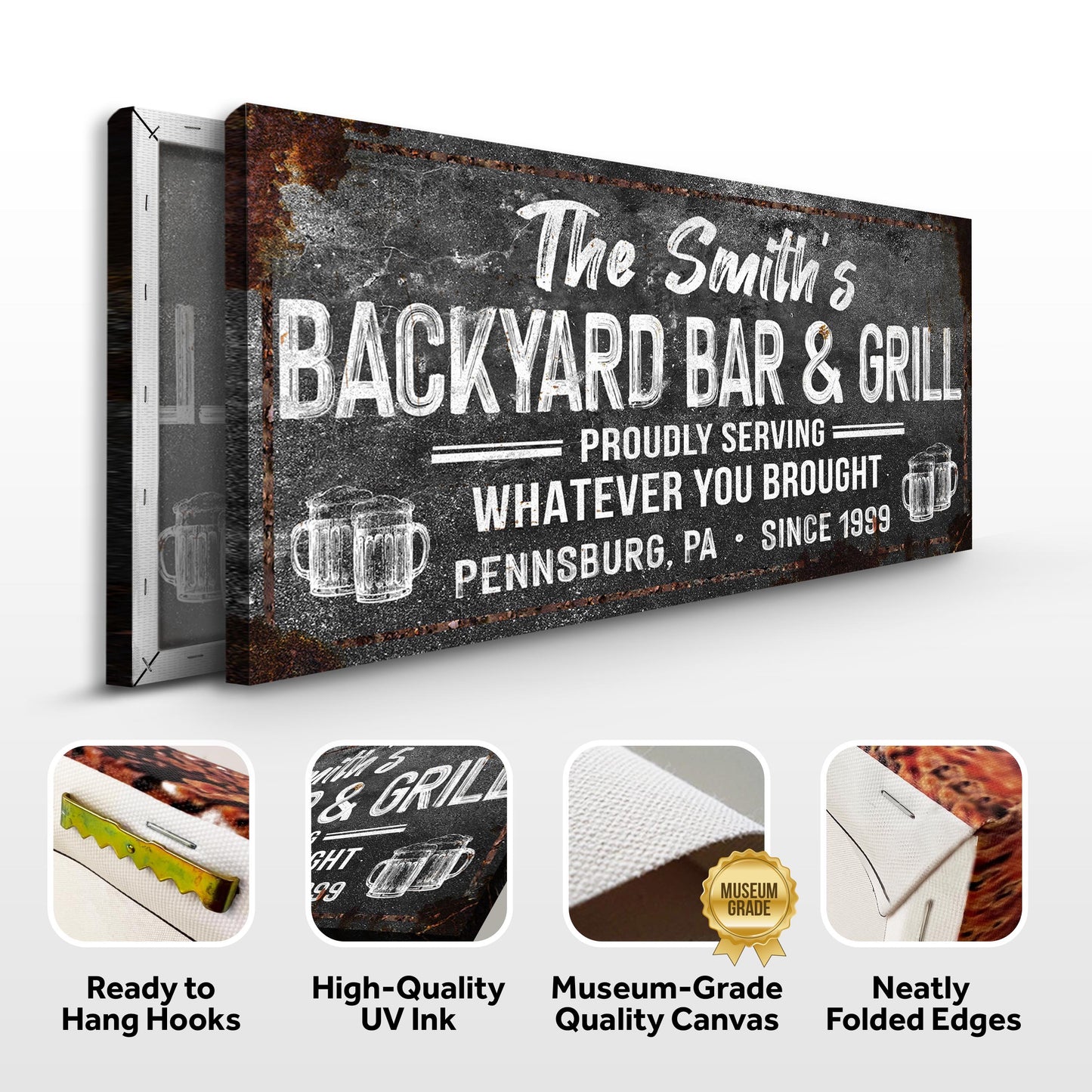 Backyard Bar and Grill Canvas Sign Deck Decor