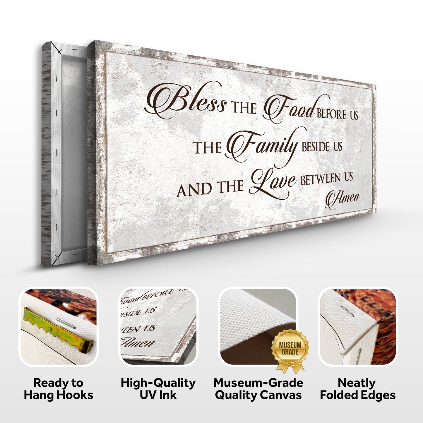 Bless Our Food Family And Love Canvas Wall Art