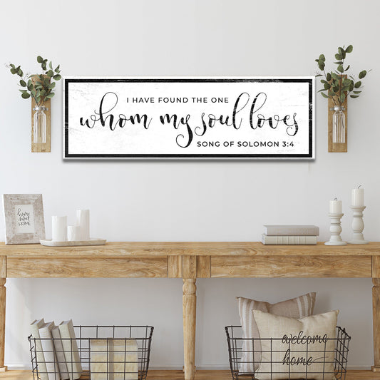 Whom My Soul Loves Bold Script canvas shown in a styled room setting, view 2