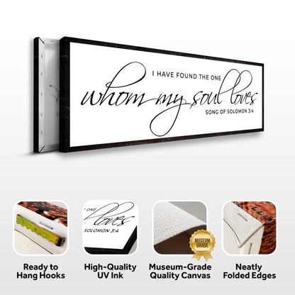 Song of Solomon sign canvas front and side, with text: Ready to Hang Hooks, High-Quality UV Ink, Museum-Grade Quality Canvas, Neatly Folded Edges