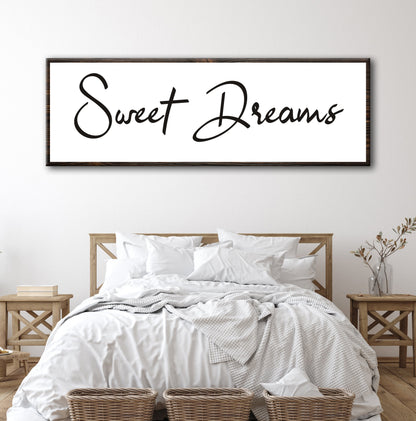 Sweet Dreams rustic canvas sign for bedroom and nursery wall decor