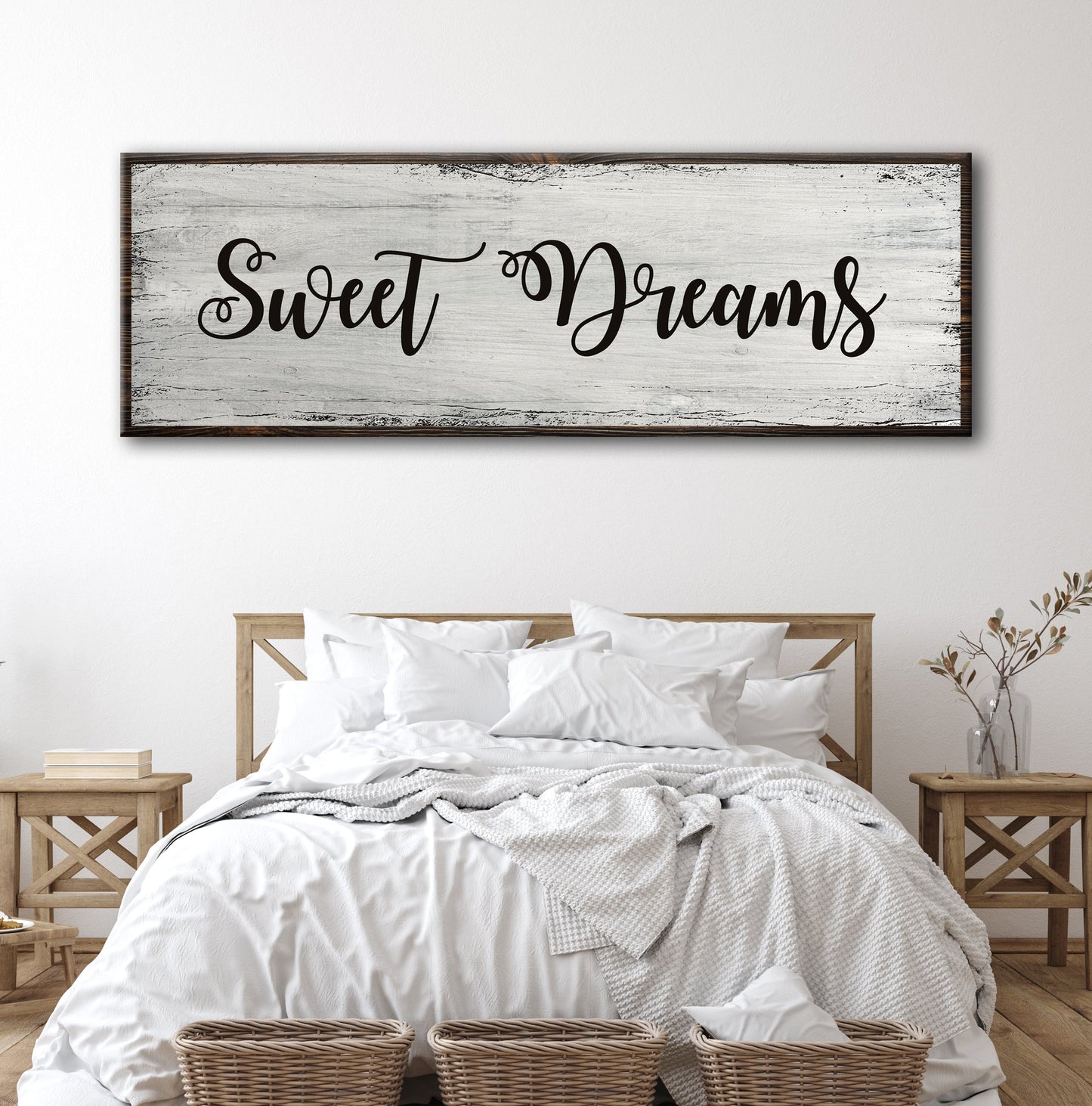 Sweet Dreams Rustic Bedroom Canvas Sign