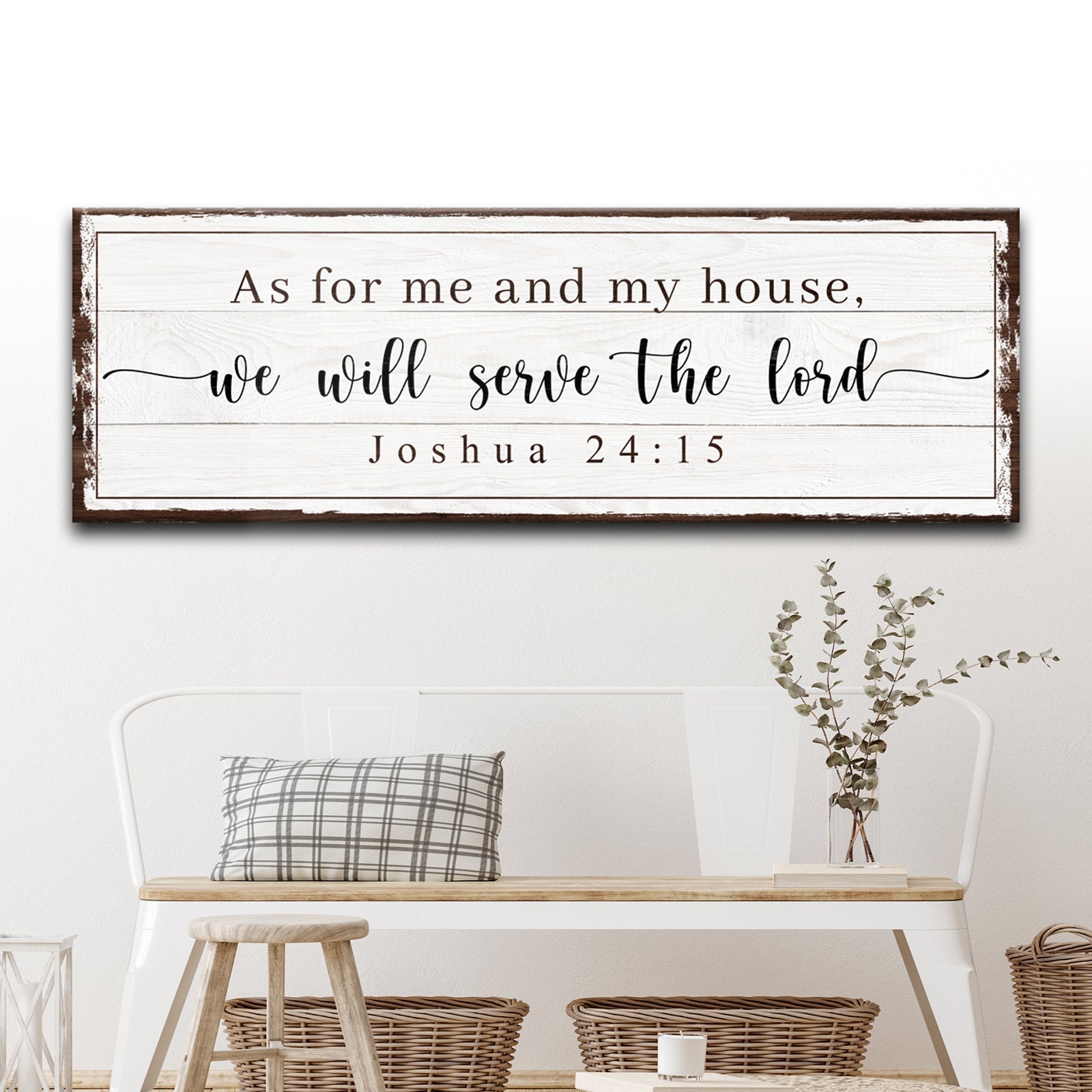 Joshua 24:15 We Will Serve the Lord vintage canvas sign - gallery wrapped made in USA