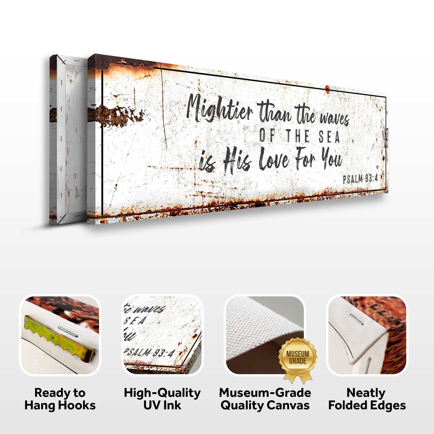 Psalm 93:4 Mightier Than The Waves Faith Canvas Sign