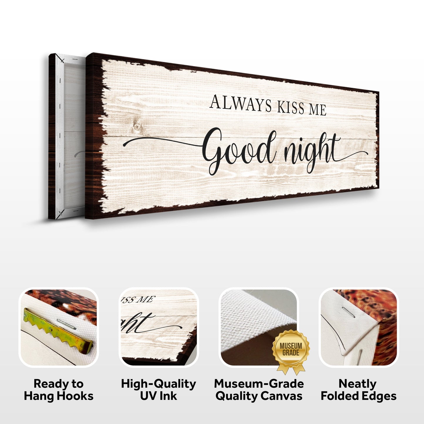 Always Kiss Me Good Night Couple Canvas Sign V