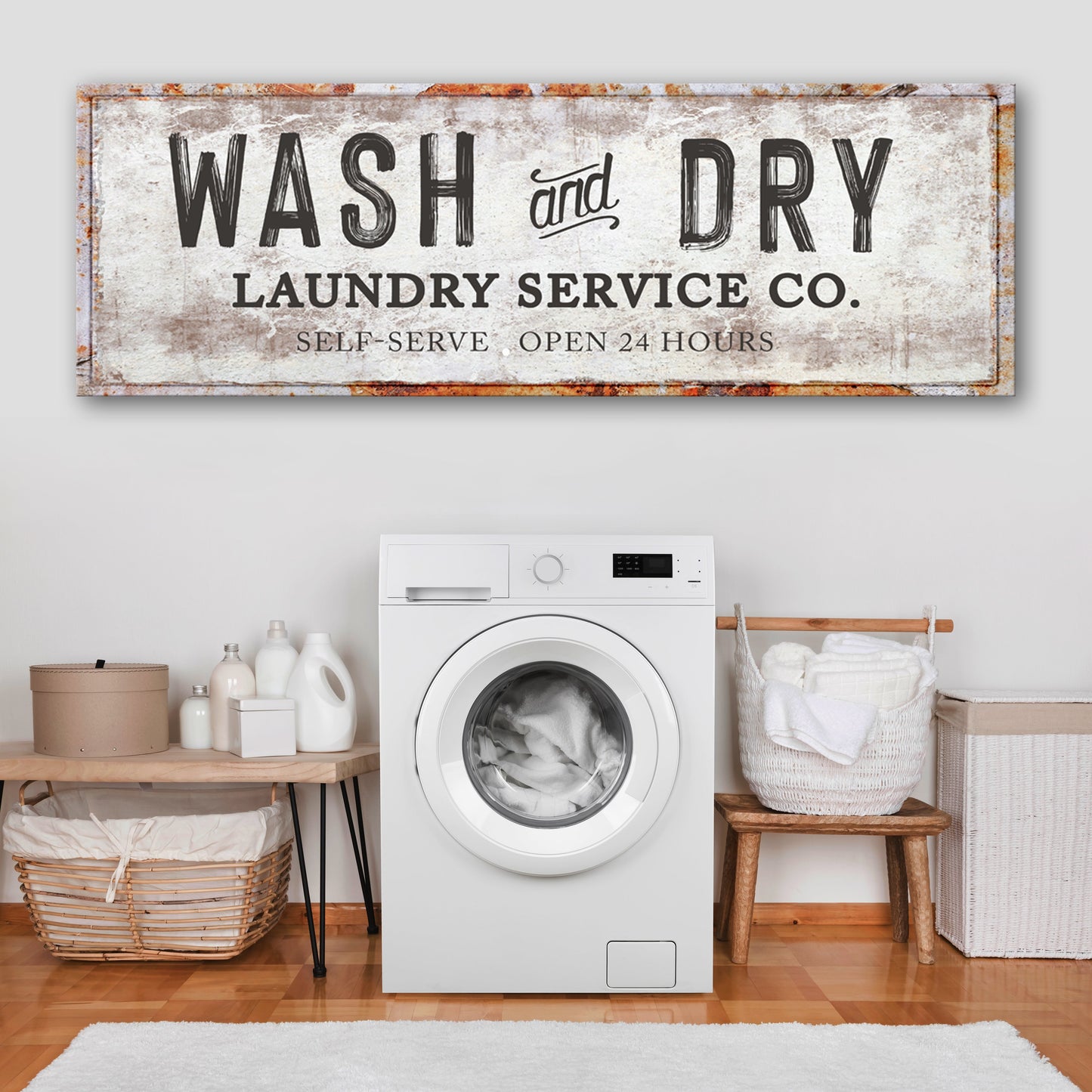 Wash And Dry Laundry Service Co canvas wall art sign