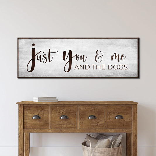 Just You & Me and the Dogs canvas shown in a styled room setting, view 2