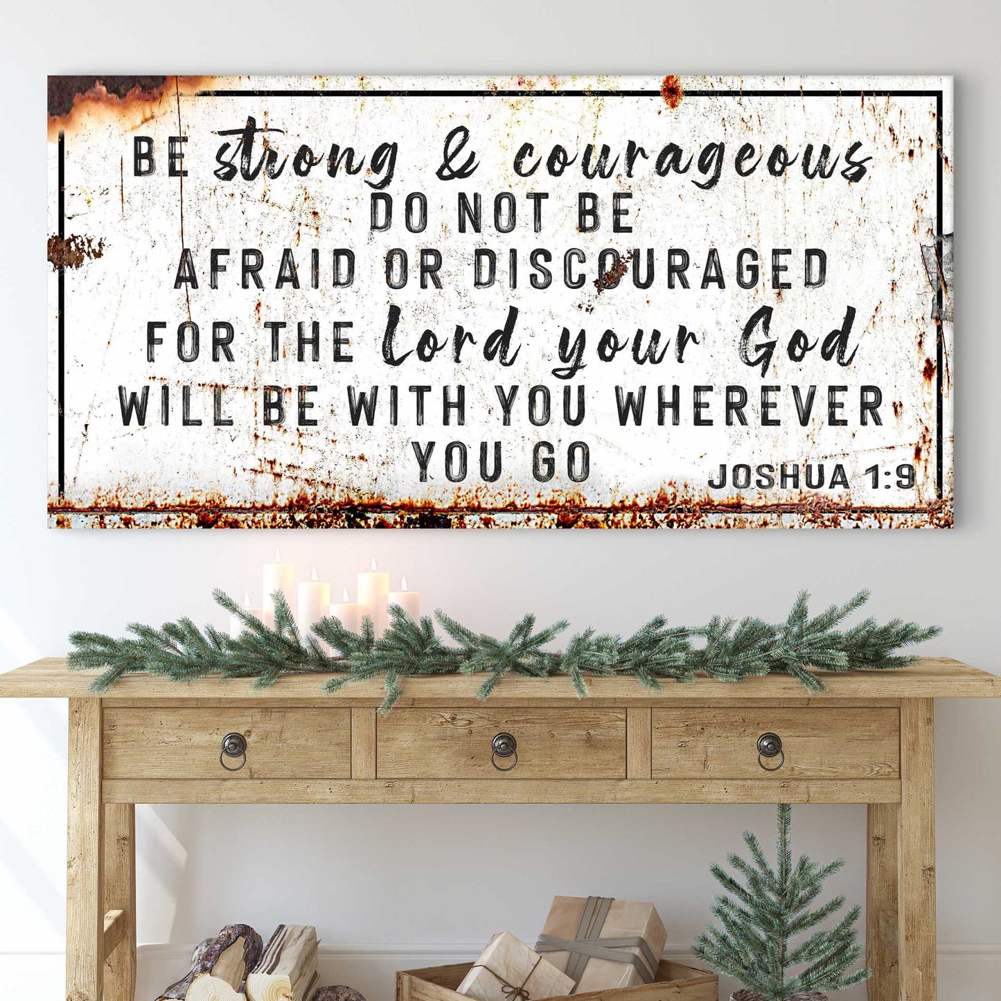 Joshua 1:9 Be Strong And Courageous Canvas Wall Art