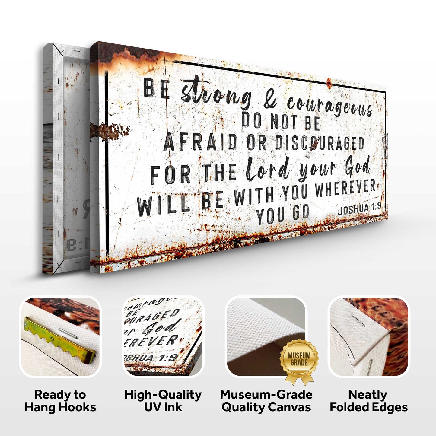 Joshua 1:9 Be Strong And Courageous Canvas Wall Art