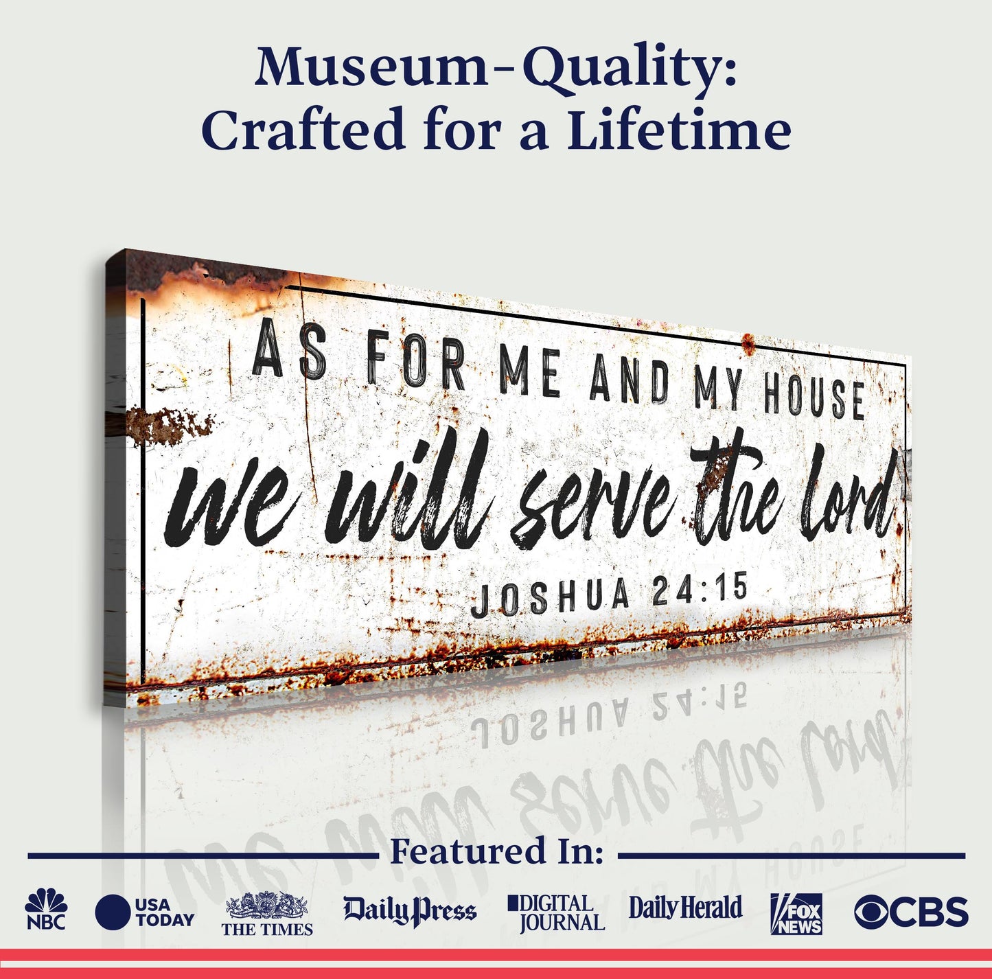 Joshua 24:15 We Will Serve The Lord Rustic Canvas Wall Art