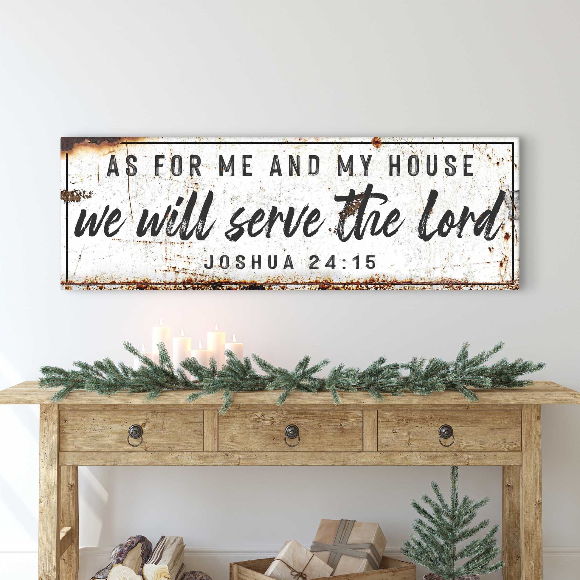Joshua 24:15 We Will Serve The Lord rustic canvas wall art