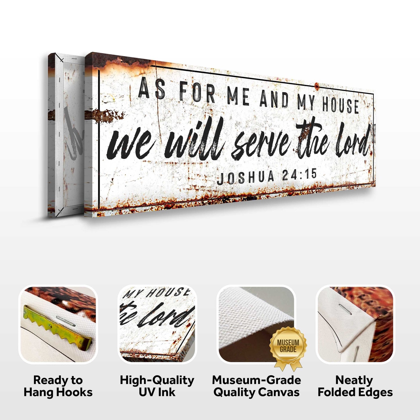 Joshua 24:15 We Will Serve The Lord Rustic Canvas Wall Art