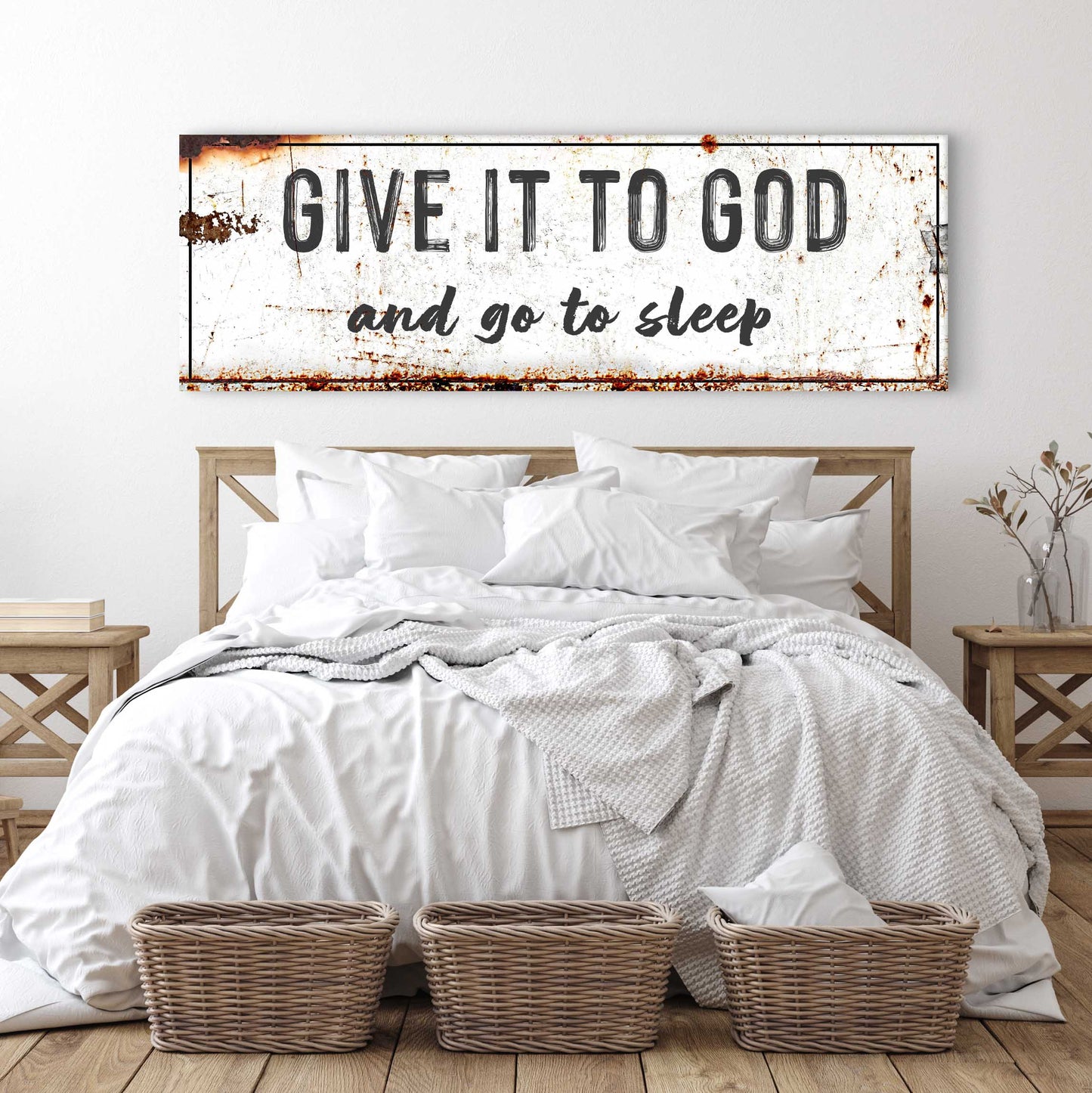Give It To God And Go To Sleep Christian canvas wall art