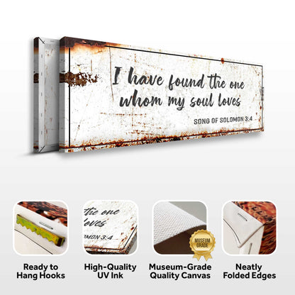 Song of Solomon sign canvas front and side, with text: Ready to Hang Hooks, High-Quality UV Ink, Museum-Grade Quality Canvas, Neatly Folded Edges