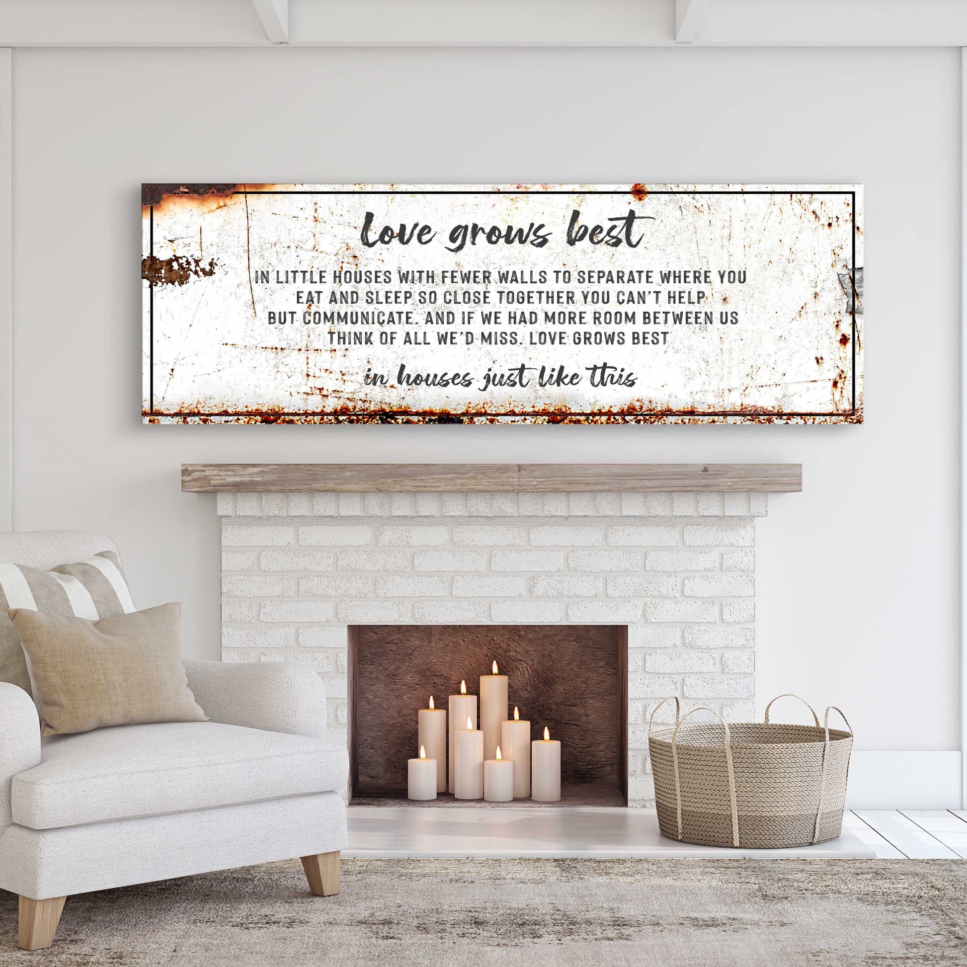 Love Grows Best In Little Houses canvas wall art