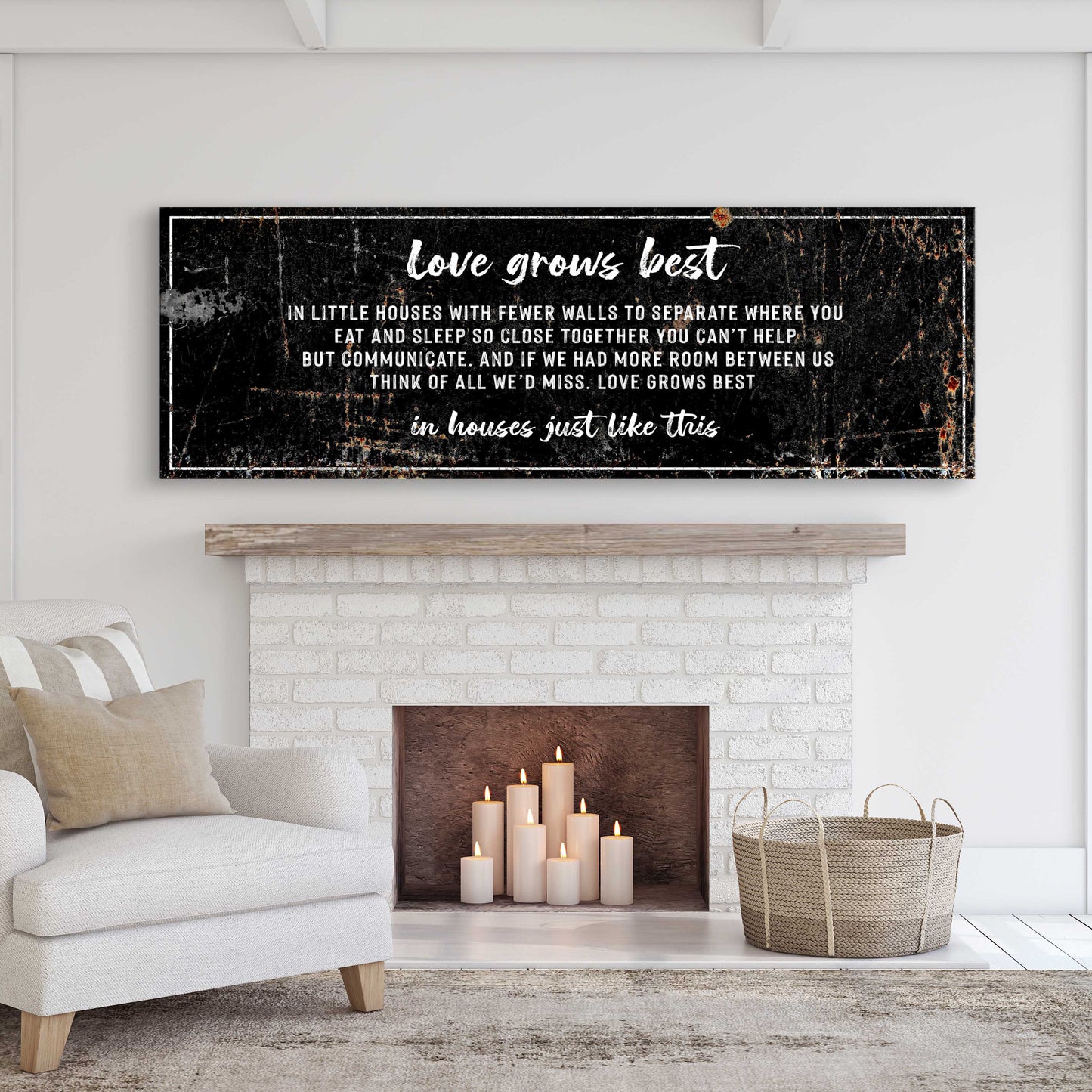 Love Grows Best In Little Houses Canvas Wall Art