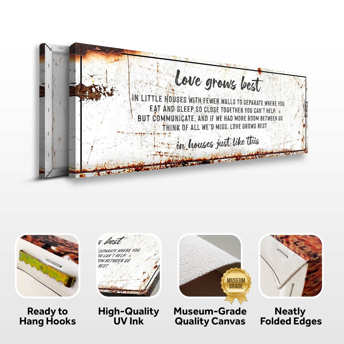 Love Grows Best In Little Houses Canvas Wall Art
