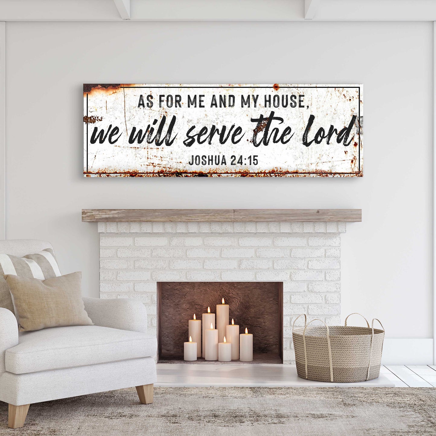 Joshua 24:15 We Will Serve The Lord Rustic Canvas Wall Art Sign