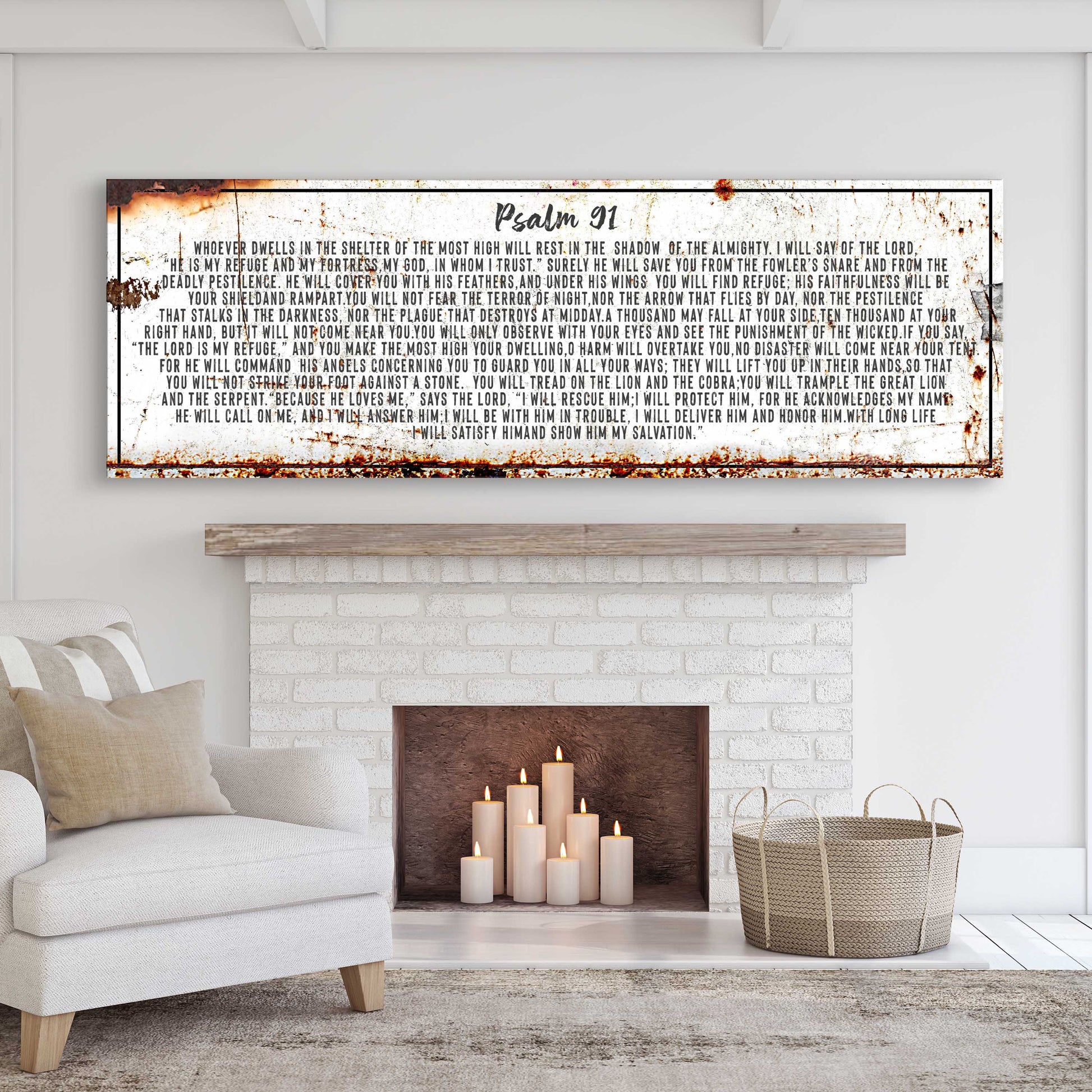 Psalm 91 He Is My Refuge canvas wall art sign