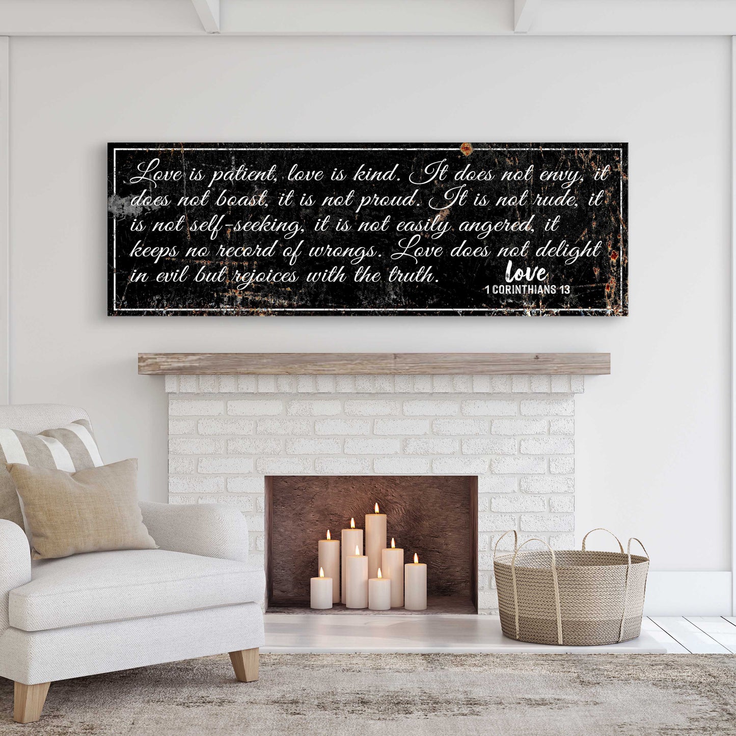 1 Corinthians 13 Love Is Patient rustic Christian canvas wall art
