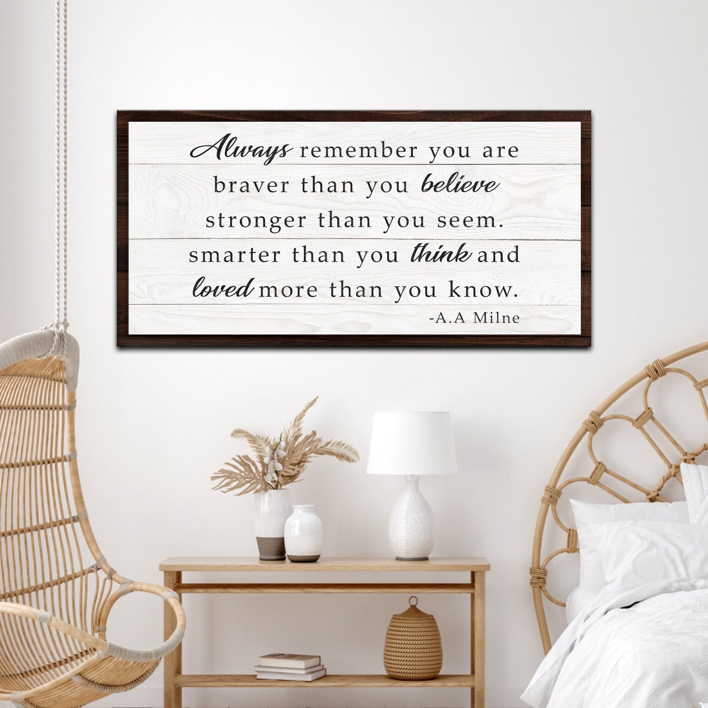 Braver Than You Believe motivational rustic canvas wall sign
